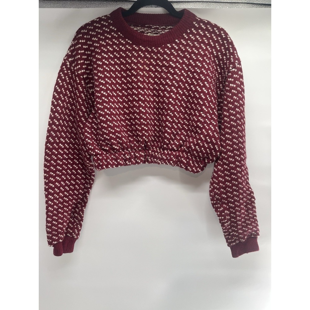 Vintage‎ 90s LL Bean Fish Eye Norwegian Fisherman Sweater Wool Grunge L crop Top